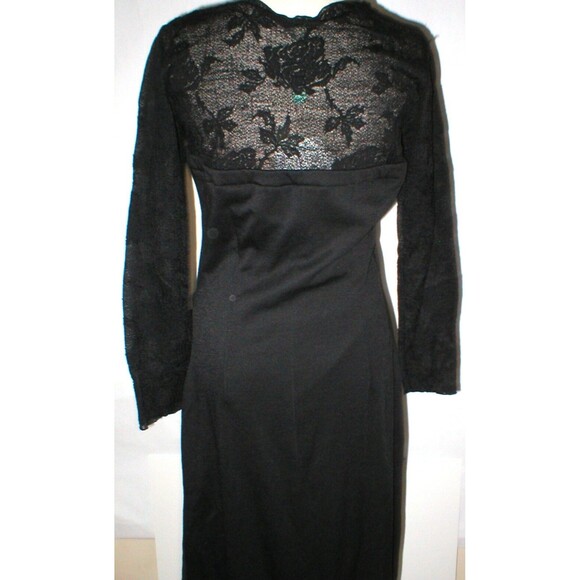 New Womens NWT NIU Black L Designer Dress Lace Wool Long Sleeves Large NIU' - Picture 2 of 11